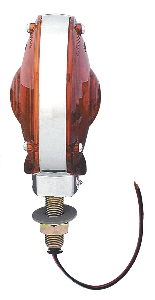 STT LAMP, 4", RED/YELLOW,CHROME PLATED,DIECAST DBLFACE,DBLCONTACT